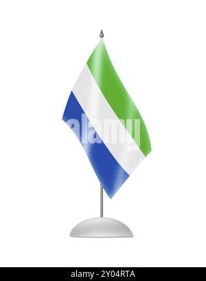 The Sierra Leone flag. Table Flag. Isolated on white Stock Photo