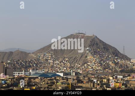 Lima, Peru, September 5, 2015: Photograph of the hill San Cristobal at the northern side of the river Rimac, South America Stock Photo