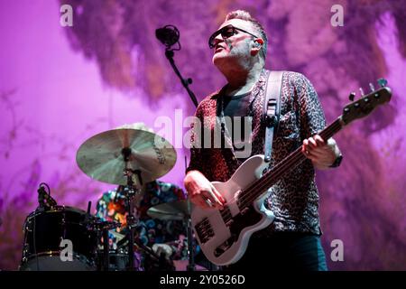 Scottish singer, songwriter, and musician,  Mike Scott, from The Waterboys is seen performing live on stage at 4th day of Vilar de Mouros music festival held between 21 to 24 August 2024 in the north of Portugal. Stock Photo