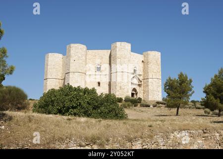 Castel del Monte (Castle of the Mount) is situated on a solitary hill, in the southeast italian region of Apulia, near Andria in the province of Bari. Stock Photo