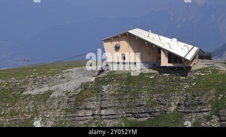 New summit station of the Chaserrugg cable car, Switzerland, Europe Stock Photo