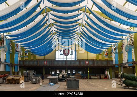 MUNICH, GERMANY - AUGUST 30: Setup of the annual Oktoberfest in Munich on August 30, 2024 Stock Photo