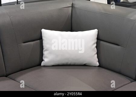 White leather pillow at sofa corner Stock Photo