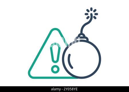 Threats icon. line icon style. exclamation mark with bomb. icon related to SWOT. business elements vector illustration Stock Vector