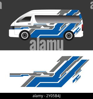 car van decal design vector. commercial van wrap decals. Stock Vector