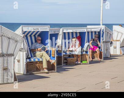 Beach chairs on the promenade, Westerland, island of Sylt Stock Photo