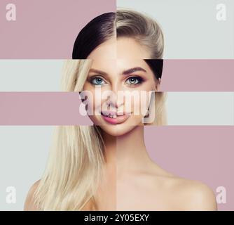 Beauty person collage composite. Blonde and brunette woman portrait Stock Photo
