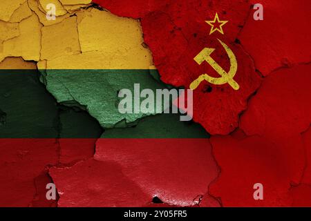 Flags of Lithuania and Soviet Union Stock Photo