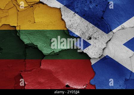 flags of Lithuania and Scotland painted on cracked wall Stock Photo - Alamy