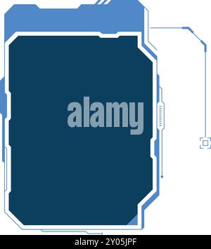 Futuristic info box template. Blue callout frame isolated on white background Stock Vector