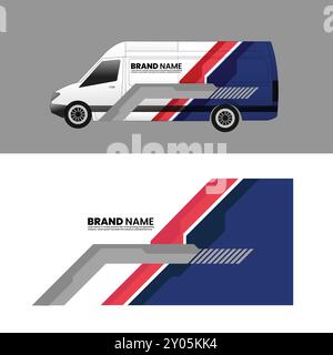cargo van car body sticker design vector. freight forwarding company ...
