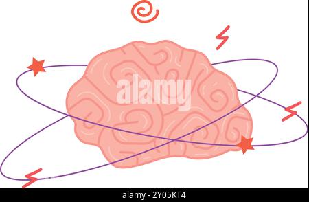 Chaotic mind color icon. Depression and mental problems isolated on white background Stock Vector