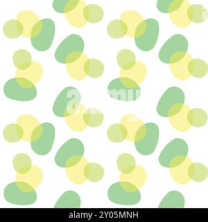 Abstract seamless pattern with overlapping organic shapes in soft green and yellow hues. Stock Vector