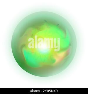 Green plasma orb. Glowing magic light ball isolated on white background Stock Vector
