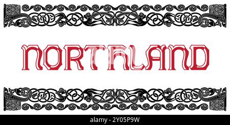 Viking Scandinavian design. Ancient decorative mythical animal in Celtic, Scandinavian style, knot-work illustration Stock Vector