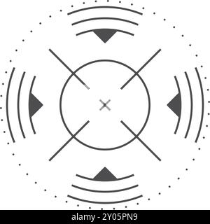 Game crosshair. Hud element. Tech screen mark isolated on white background Stock Vector
