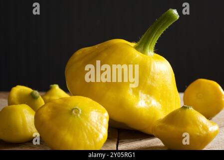 Yellow Patty Pan Squash Selection Stock Photo