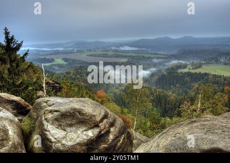 View from the Waitzdorfer Aussicht, Saxon National Park Switzerland Stock Photo