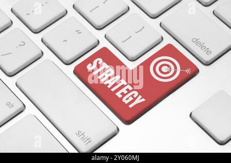 Business finance concept: Strategy key on the computer keyboard Stock Photo