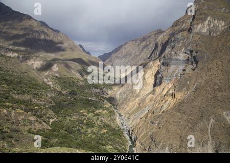 Panoramic view of the Colca Canyon in Peru Stock Photo