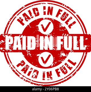 Paid i full rubber stamp to approve payment, completed and approval mark finance invoice, confirm financial transaction, vector illustration Stock Vector