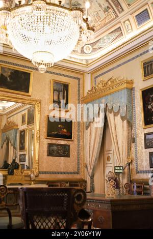 Aranjuez, Madrid, Spain- August 16, 2024: Interior of The Royal Palace of Aranjuez Stock Photo