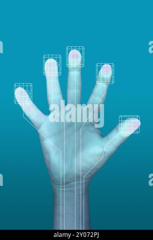Hand on the touchscreen Stock Photo
