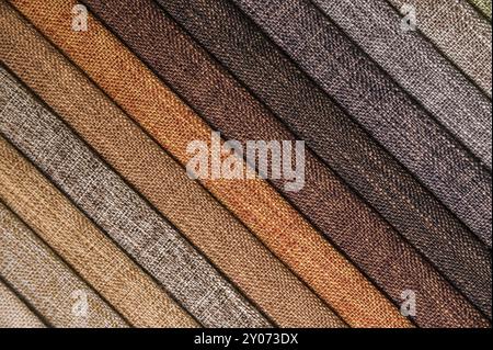 Abstract diagonal textile background multicolored stripes from factory upholstery textiles for furniture Stock Photo