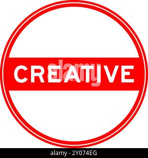 Red color round seal sticker in word creative on white background Stock Vector