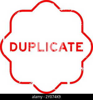 Grunge red duplicate word rubber seal stamp on white background Stock Vector