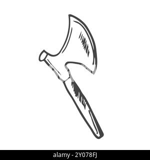 Doodle Viking axe isolated on white. Vector illustration Stock Vector