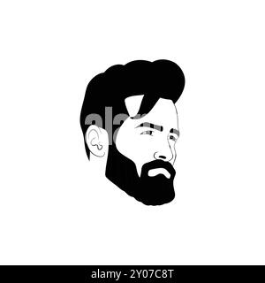 Bearded Man Face Silhouette Stock Vector