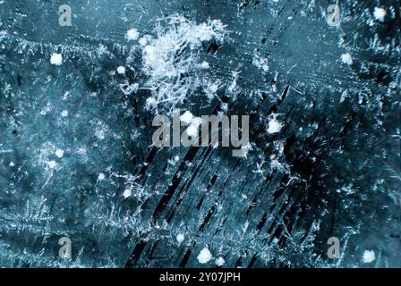 Icy surface of a glass pane Stock Photo