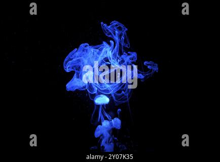 Colorful abstract cloud, water color liquid. Blue color fluid Stock Photo