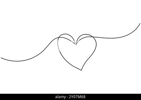 Love shape continuous one line drawing of isolated outline art and heart shape vector icon Stock Vector