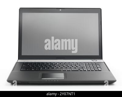 17-inch black notebook laptop computer isolated on white background Stock Photo