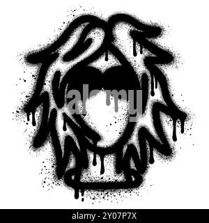 Spray Paint Graffiti Face wearing glasses isolated on white background ...