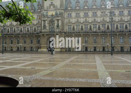 Europe, Germany, Hamburg, Rathausmarkt, Rain, Hamburg, Hamburg, Federal Republic of Germany, Europe Stock Photo