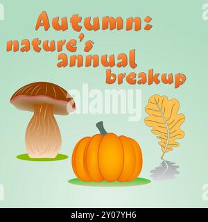 This vibrant vector illustration captures the essence of autumn with its warm hues and falling leaves. It features an amusing quote that adds a touch Stock Vector