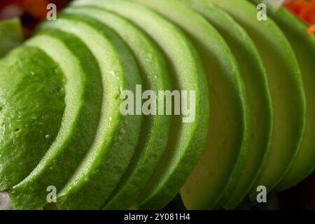 A closeup view of sliced avocado. Stock Photo