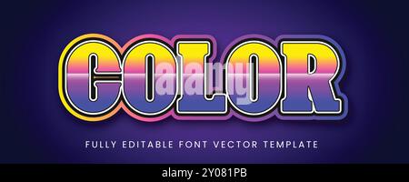 Color Neon Text Effect Editable Template Stock Vector