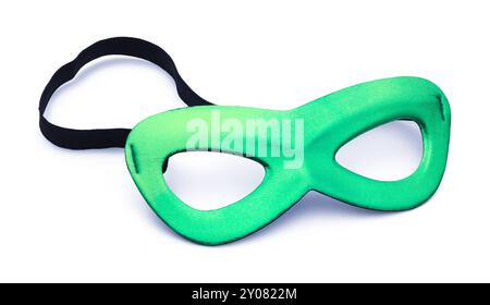 Green Eye Mask Top View Cut Out on White. Stock Photo