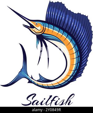 Sword fish label template Stock Vector