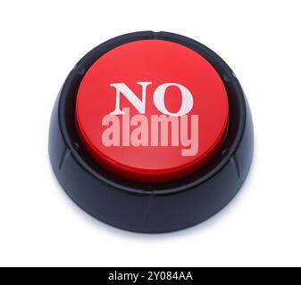 Red Button Top View Cut Out on White. Stock Photo