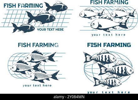 Fish farming logo set Stock Vector