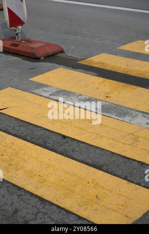 Temporary zebra crossing at a construction site Stock Photo