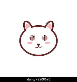 Cute Cat Face Icon - Adorable Pet Illustration Vector Stock Vector