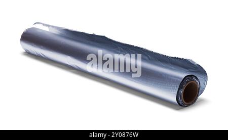 Aluminum Foil Roll Cut Out on White. Stock Photo