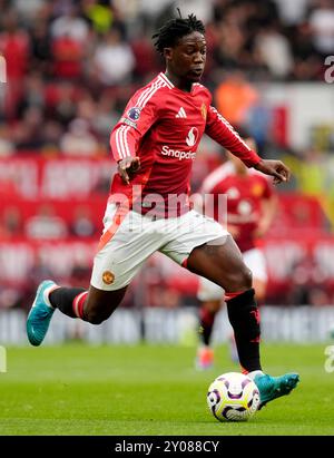 Manchester United's Kobbie Mainoo during the Premier League match at Old Trafford, Manchester. Picture date: Sunday September 1, 2024. Stock Photo