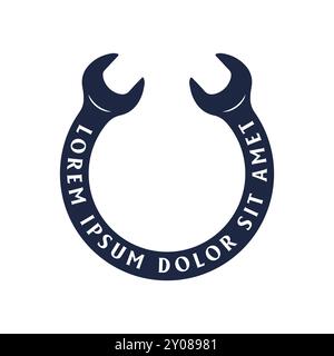Vintage Retro Wrench Circular Spanner for Auto Garage Custom Workshop Icon Illustration Design Vector Stock Vector